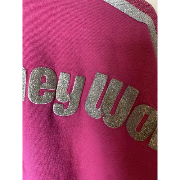 Walt Disney World Spirit Jersey Long Sleeve Shirt Hot Pink Silver Glitter Medium - Picture 5 of 8
